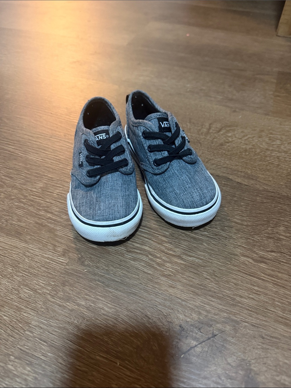 Vans Kids Gray Canvas Lace-Up Sneakers with Black Laces